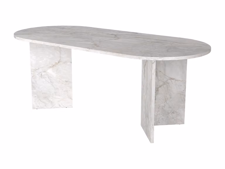Mesa de comedor blanca de efecto mármol para 8 personas VENTE-UNIQUE An/P/Al: 240 x 100 x 75 cm