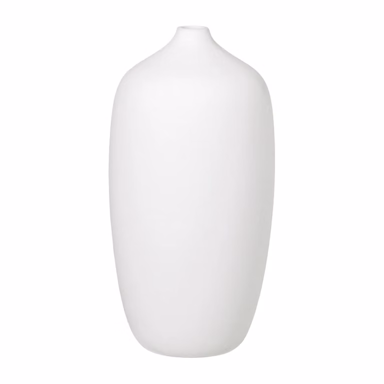 Jarrón Ceola Blomus de cerámica blanca para mesa, Altura: 25 cm