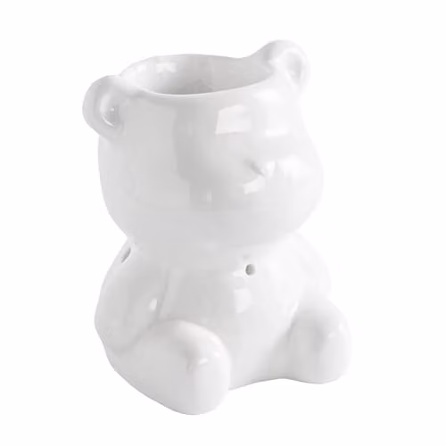 Quemador de perfume Teddy de Zen'Aroma en cerámica blanca para tealight, Altura: 12,5 cm