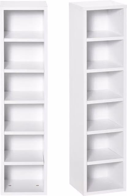 Mueble de almacenamiento de CDs HOMCOM con 12 compartimentos y estante de columna en color haya, An/P/Al: 21 x 20 x 175 cm