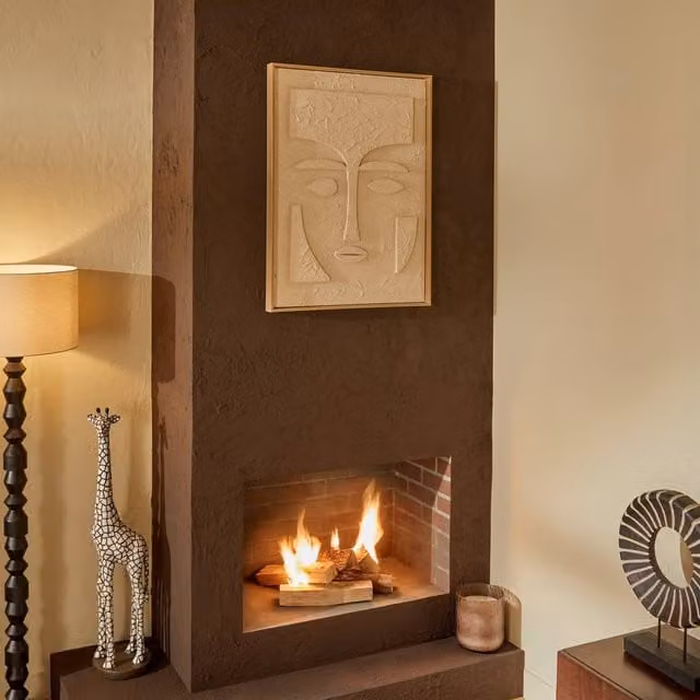 Lienzo 3D Nyer rectangular de Atmosphera, diseño abstracto moderno en color beige, An: 60 cm, Al: 80 cm