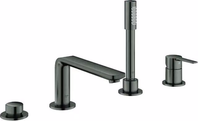 Conjunto de grifería monomando Grohe Lineare para bañera con caño giratorio, color grafito duro cepillado, modelo 19577AL1