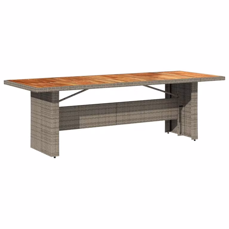 Mesa de jardín Syfax extensible con superficie de madera de acacia y ratán gris y marrón, An/P/Al: 240 x 90 x 75 cm