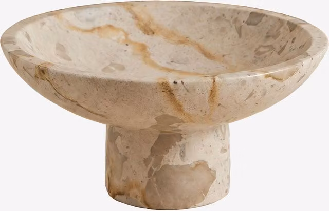 Cuenco decorativo redondo Korinza de Sklum en mármol beige de estilo minimalista, Diámetro: 25 cm