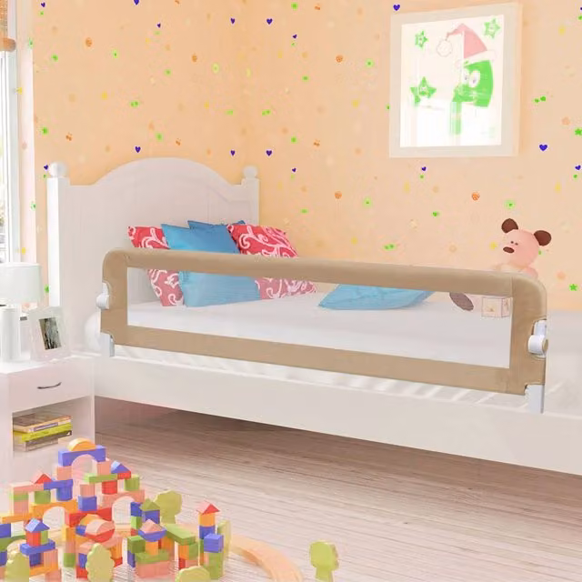 Barandilla de seguridad plegable para cama infantil vidaXL en color beige y gris, An/P: 180 x 42 cm
