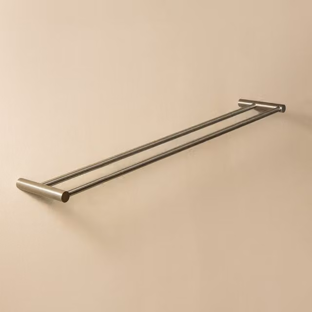 Toallero de barra doble Cosmic Logic de acero inoxidable color plata, Ancho: 60 cm
