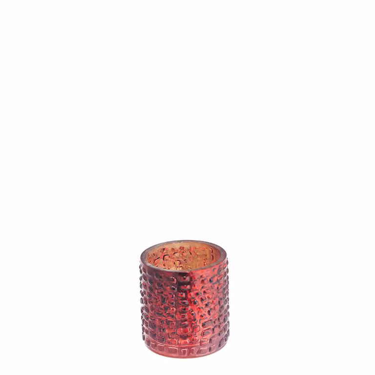 Portavelas decorativo de vidrio rojo Sia Deco para tealight con diseño geométrico redondo
