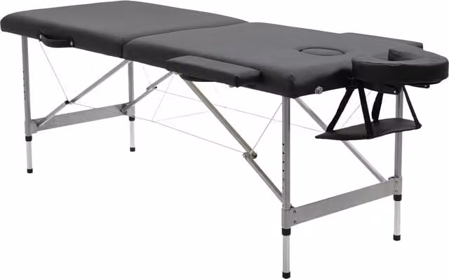 Camilla de masaje plegable NORTHIX con 7 zonas, altura ajustable y reposacabezas, color negro