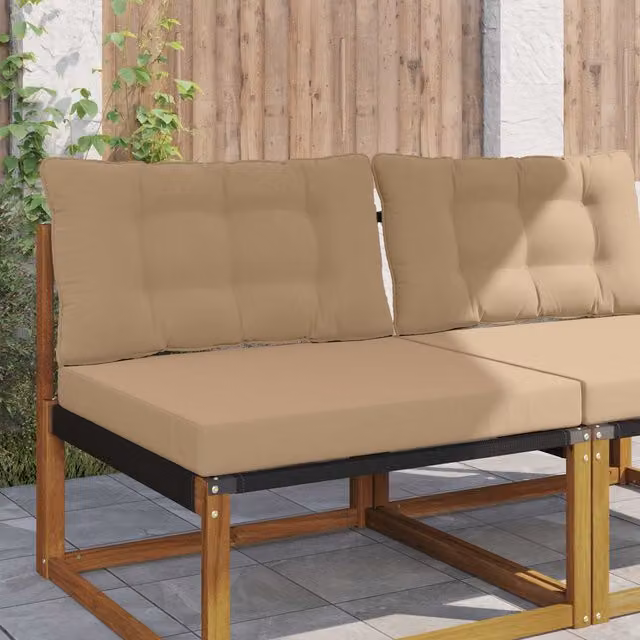 Set de 2 cojines rectangulares para sofá de exterior vidaXL en poliéster color gris beige, An: 80 cm, Al: 68,5 cm