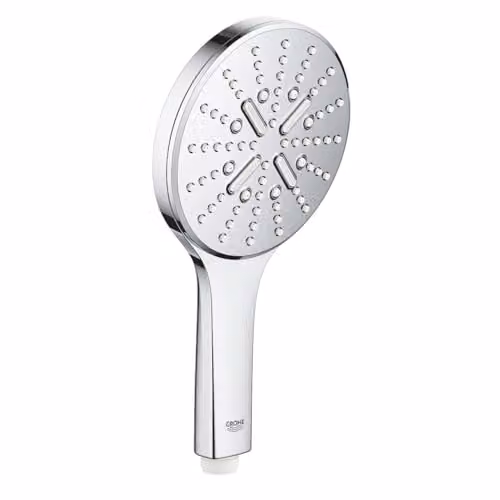 Teleducha Grohe Rainshower SmartActive 130 con 3 funciones, diseño redondo en color plata y acabado cromado, con funciones de lluvia y chorro, ahorro de agua y sistema antical