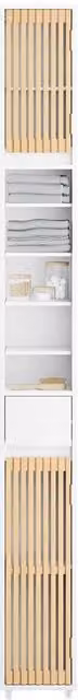Mueble de baño columna SOBUY de madera con estantes internos y cajones, color blanco, An/P/Al: 20 x 20 x 180 cm
