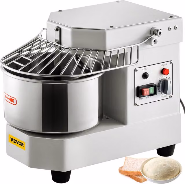 Batidora de alimentos comercial Vevor de 8 l con potencia de 550 W, recipiente de acero inoxidable y color plata