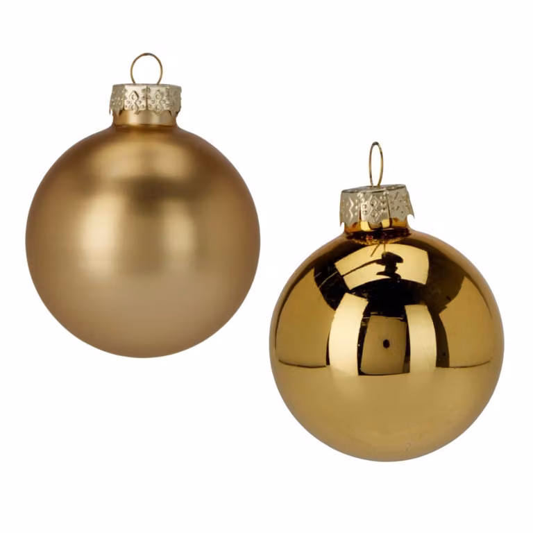 Set de 16 bolas de Navidad redondas de vidrio WellHome en color dorado, Diámetro: 3,5 cm