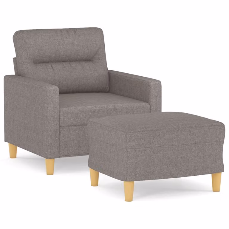 Sillón relax con taburete vidaXL en tela gris taupe de estilo moderno para salón