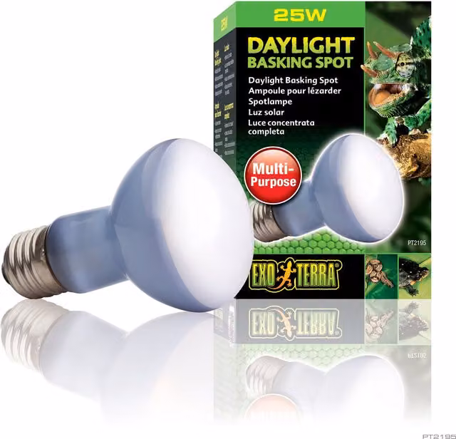 Foco de calor Exo Terra Daylight Basking Spot halógeno con reflector ajustable en color blanco