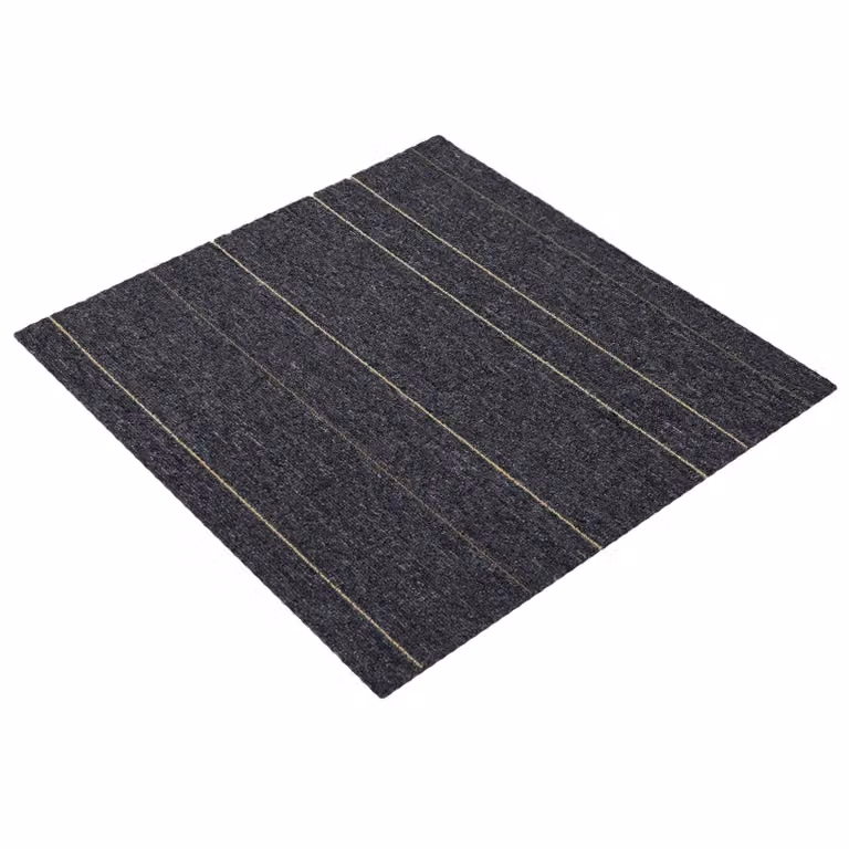 Set de 4 azulejos de alfombra modernos vidaXL con rayas en gris, de polipropileno, An/P: 50 x 50 cm