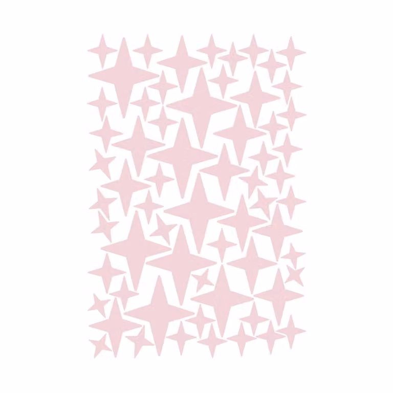 Vinilo decorativo adhesivo de estrellas fugaces Nicolasito en color rosa palo con acabado mate de 19 x 29 cm