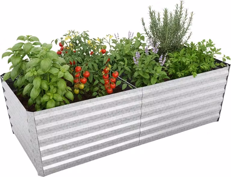 Cama de cultivo elevada Northix de acero galvanizado resistente a plagas en color plata