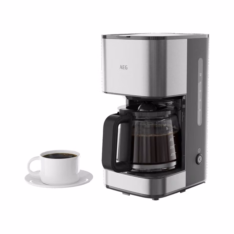 Máquina de café AEG CM3-1-3ST Deli3 color gris granito con jarra de cristal y acero inoxidable