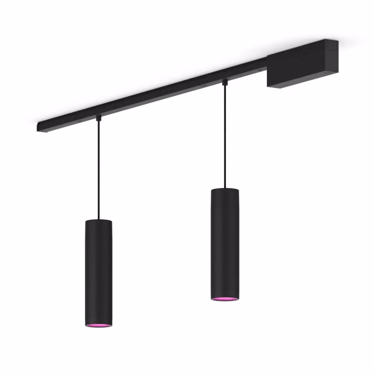 Kit de base de techo recto Philips Hue Perifo con 2 luminarias suspendidas en color negro