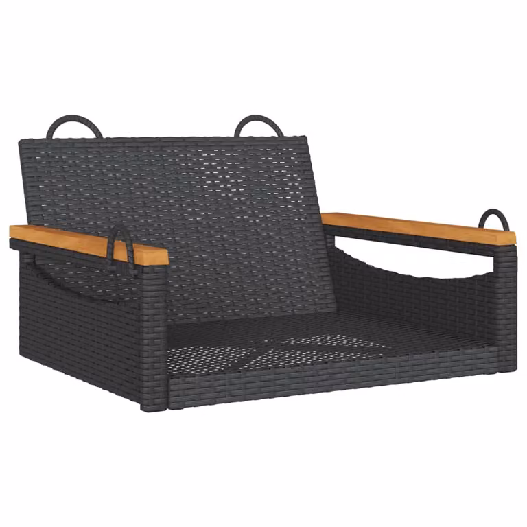 vidaXL Banco columpio de ratán sintético negro An/P/Al: 63 x 62 x 40 cm