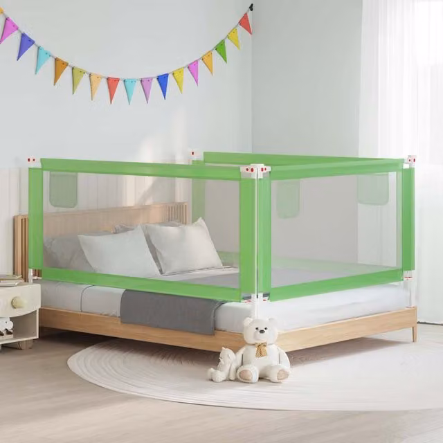 Barandilla de seguridad extensible para cama infantil vidaXL, color verde, An/P/Al: 190 x 25 x 95 cm