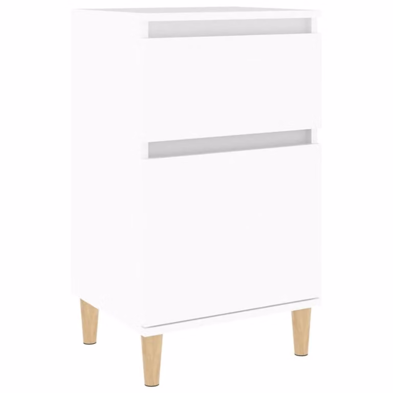 Mesita de noche Maison Chic de madera de eucalipto en color blanco, diseño moderno y montaje en pared, An/P/Al: 40 x 35 x 70 cm