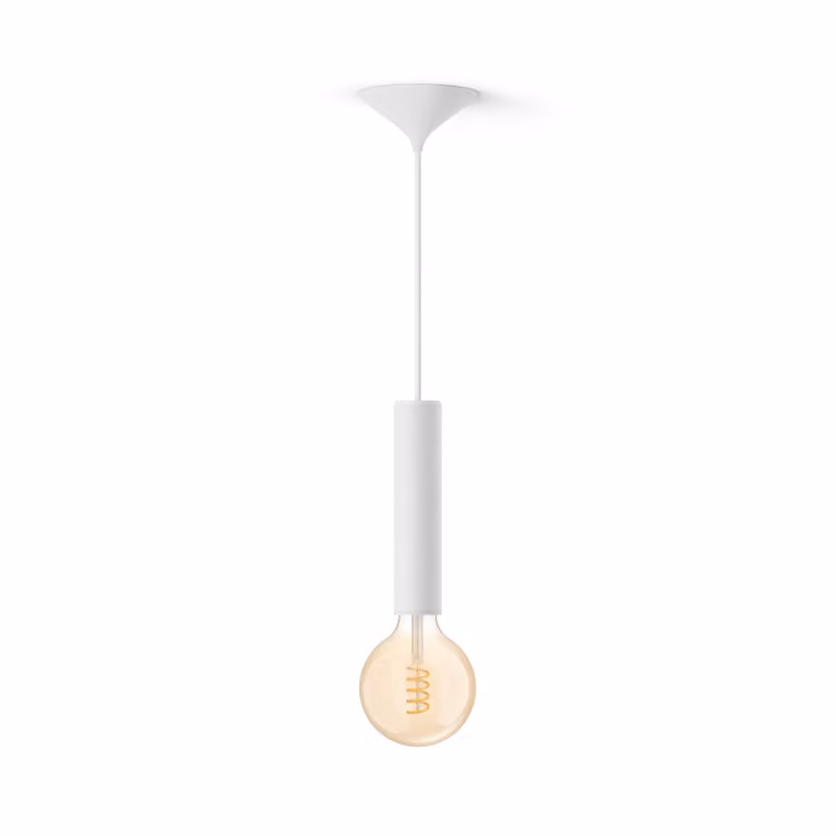 Pack Philips Hue con cable blanco y bombilla de filamento LED G125 tipo globo con luz regulable de blanco cálido a frío