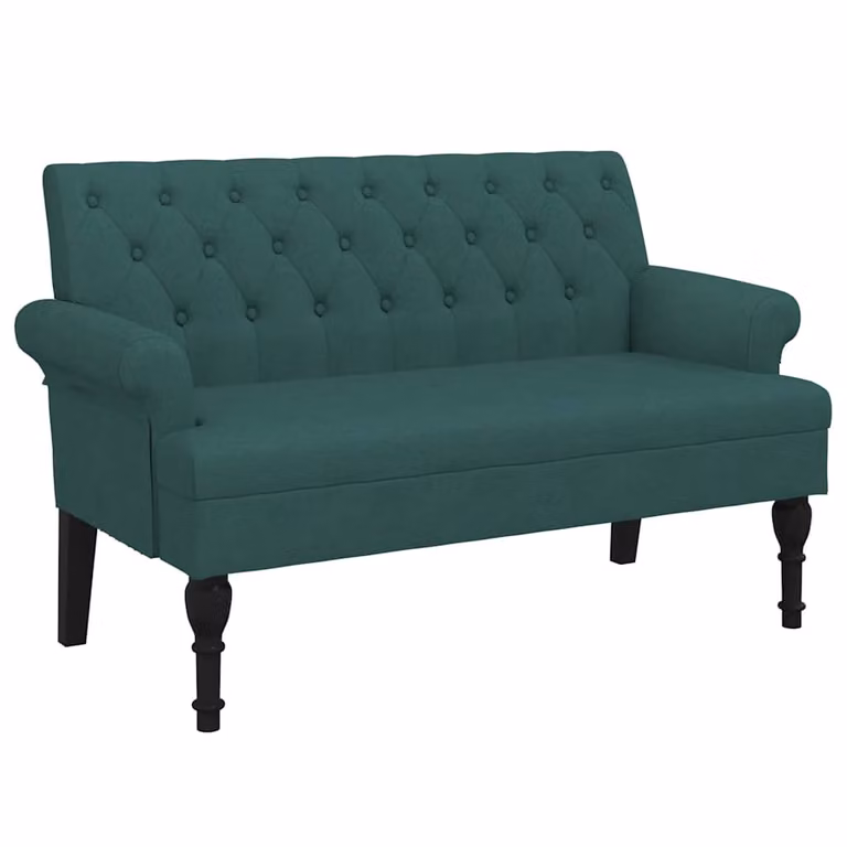 vidaXL Banco con respaldo de tela verde oscuro An/P/Al: 120 x 62 x 75,5 cm