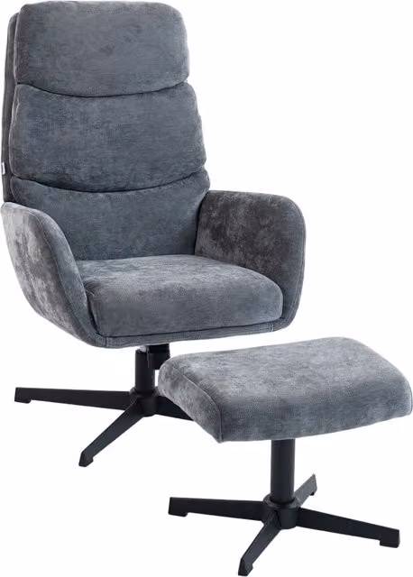 Sillón lounge HOMCOM tapizado con reposapiés, respaldo alto y base metálica, color gris para salón o dormitorio