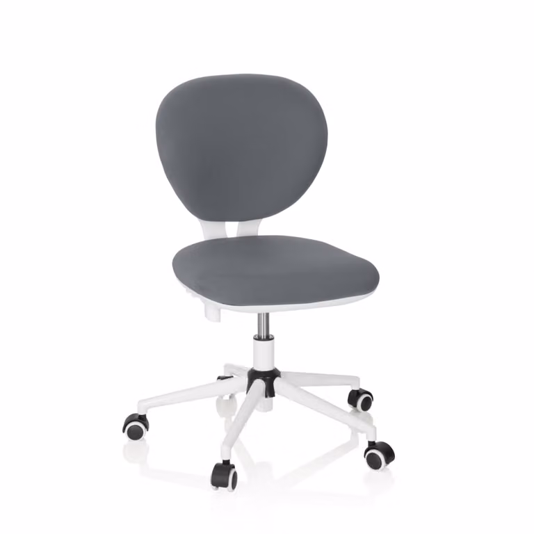 Silla giratoria infantil hjh OFFICE en tela gris y blanca con ruedas
