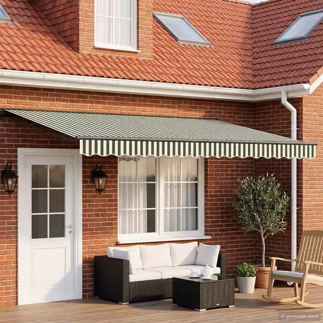Armazón de toldo manual con LEDs Maison Exclusive en aluminio y poliéster disponible en verde, blanco o antracita