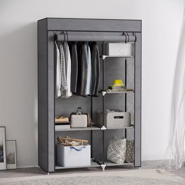 Armario de tela Homcom con persiana enrollable en color gris, An/P/Al: 103 x 43 x 162.5 cm