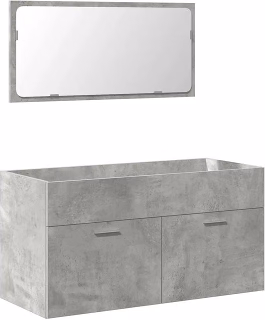 Armario de baño con espejo Helloshop26 de estilo moderno en color gris y marrón, An/P/Al: 90 x 38,5 x 46 cm