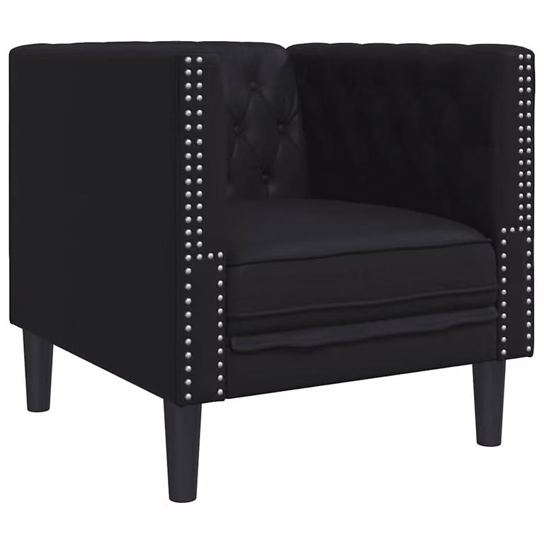 Sillón Chesterfield vidaXL en cuero artificial negro para salón