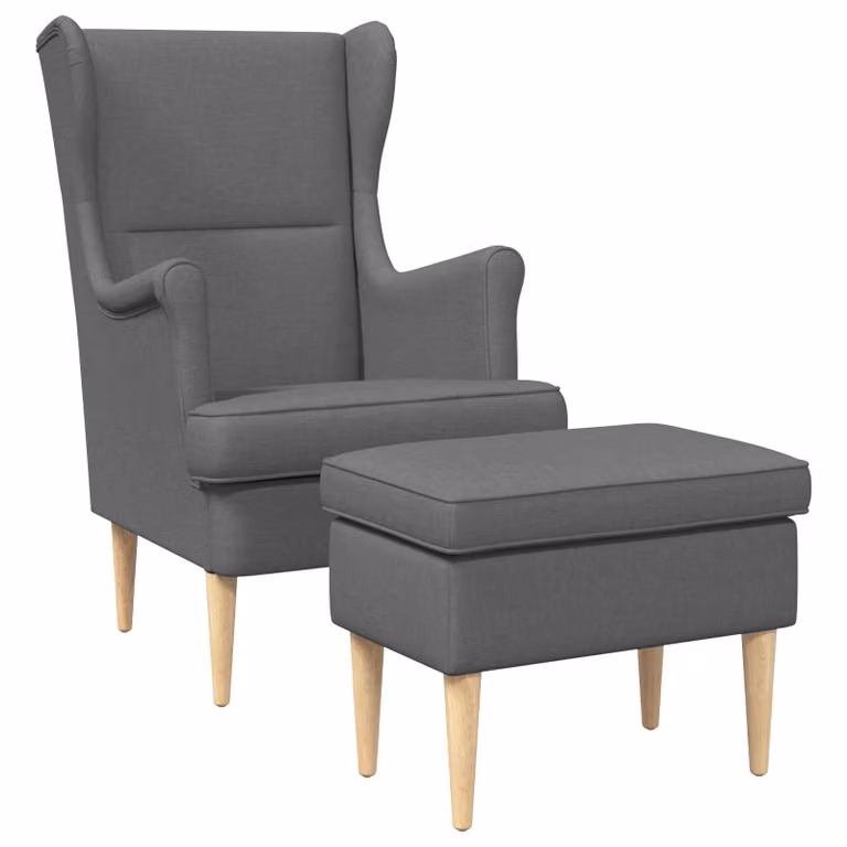 Set de sillón con pouf de 2 piezas vidaXL en color gris moderno con tela y estructura de madera y metal