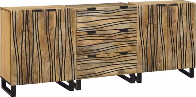 Juego de muebles de baño moderno SYFAX de 3 piezas en color marrón madera de mango con acabado mate