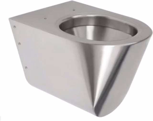 Inodoro suspendidov antivandálico Sanela Slwn 04 de acero inoxidable en color plata y gris, An: 36,0 cm, P: 53,5 cm, Al: 53,5 cm