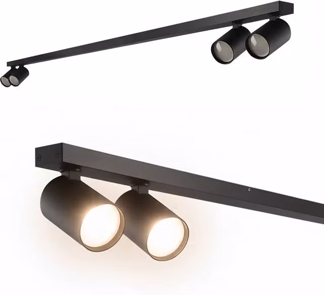 Barra de focos de techo tipo spot Malga 4 Line de EDO en color negro con 4 casquillos GU10 y protección IP20
