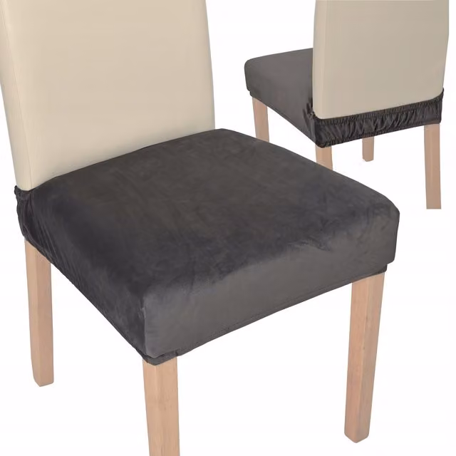 Funda de terciopelo para asiento de silla de comedor Tess en color gris antracita