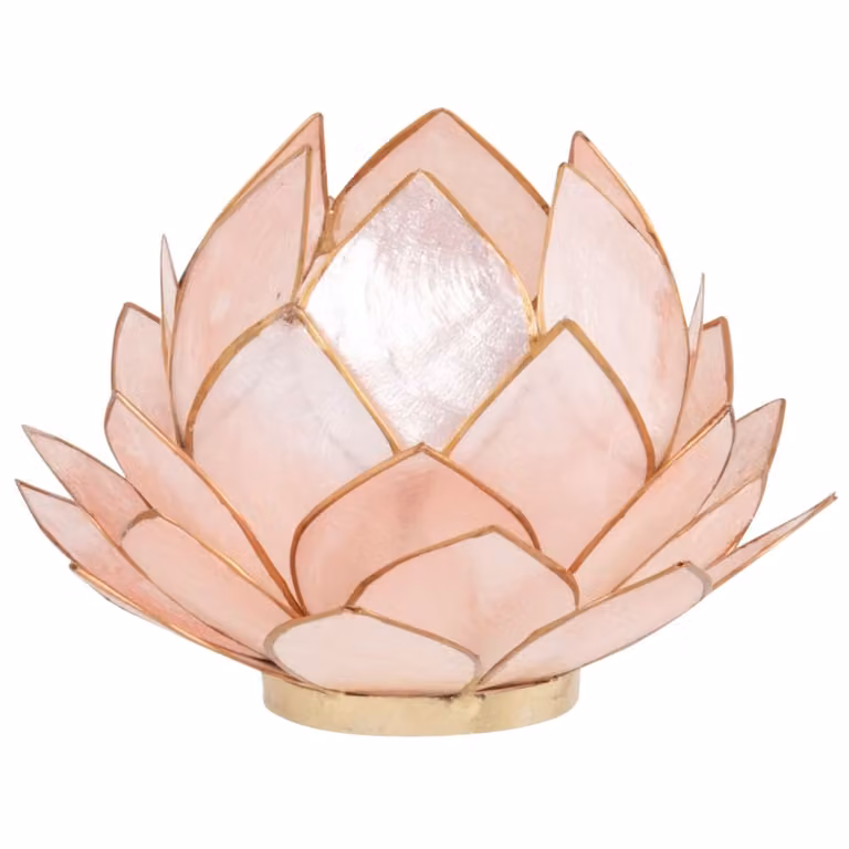 Portavelas de nenúfar Maisons du Monde en nácar y metal rosa y dorado para tealight