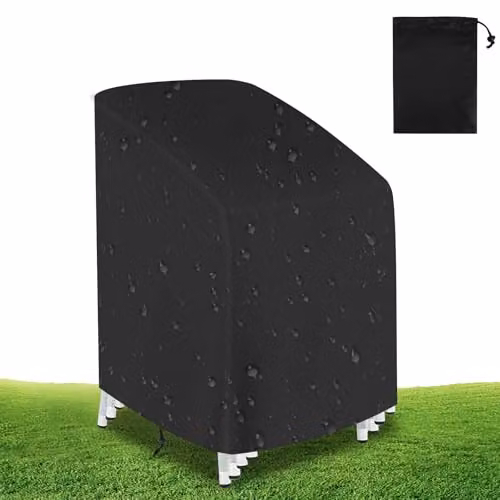 Funda protectora impermeable para silla de jardín LDERFIV en color negro de poliéster resistente a la intemperie