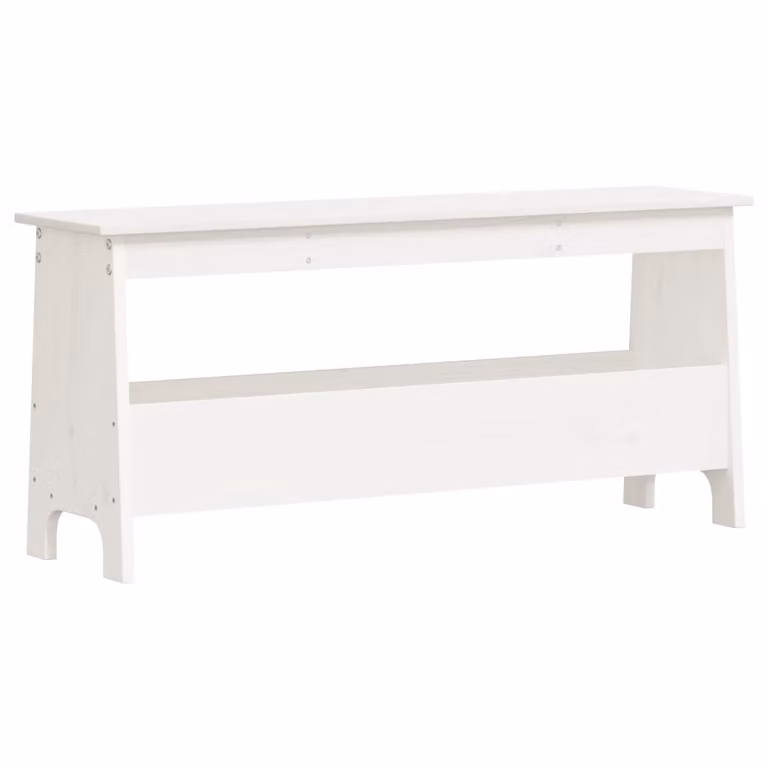 vidaXL Banco de recibidor de madera maciza de pino blanco An/P/Al: 110 x 28 x 45 cm