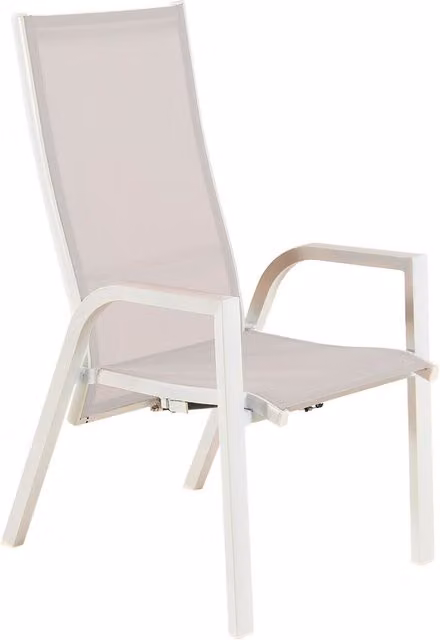 Sillón reclinable de exterior Edenjardin en aluminio blanco y textilene beige con cojines incluidos