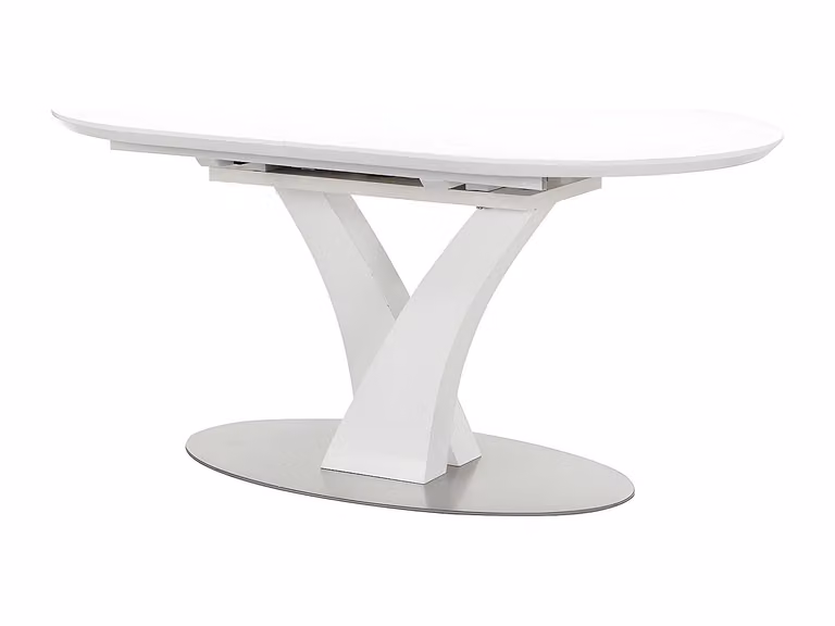 Mesa de comedor extensible ovalada VENTE-UNIQUE en blanco lacado de MDF y metal