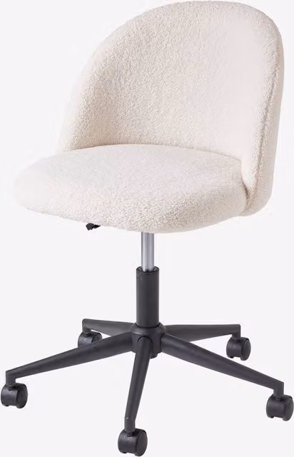 Silla de escritorio infantil con ruedas Vertbaudet en tejido boucle color beige y blanco