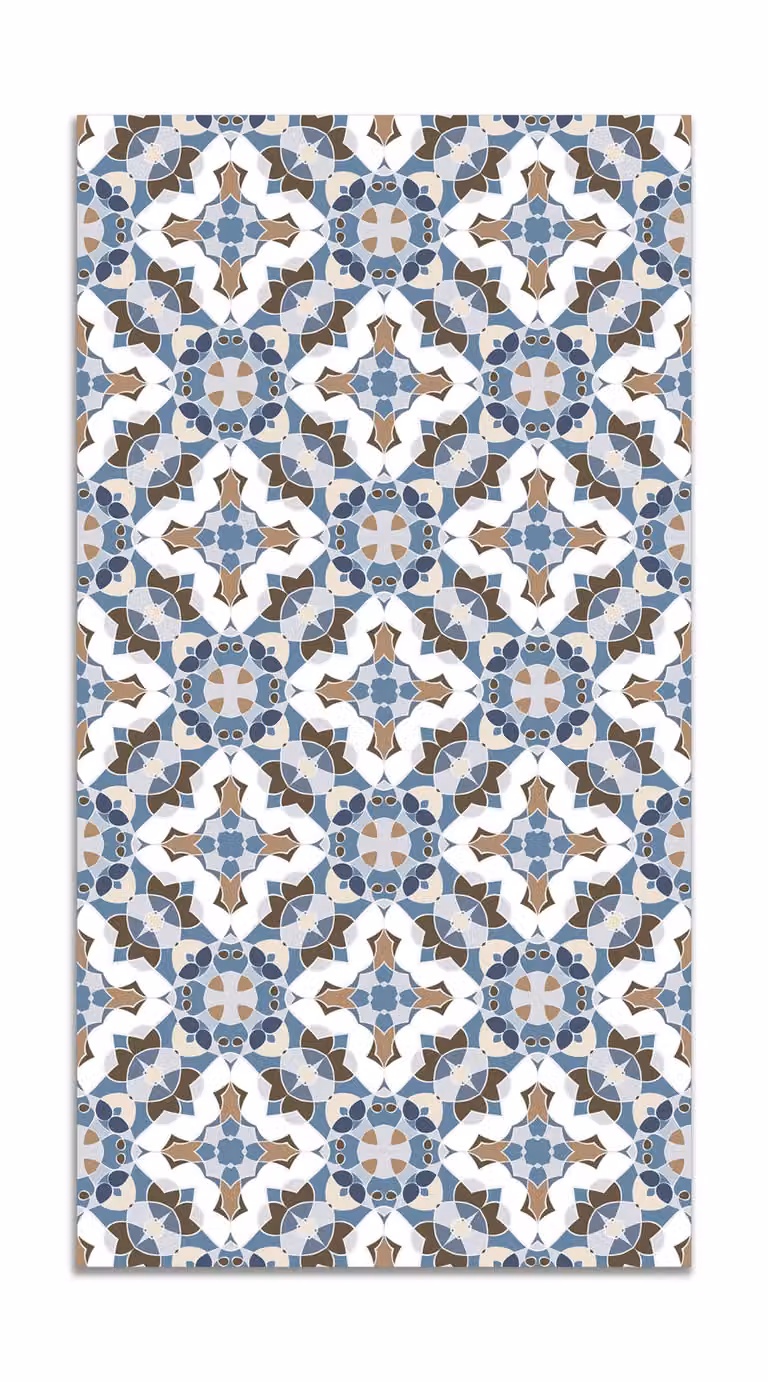Alfombra vinílica de estilo oriental en color azul, An/P: 140 x 200 cm