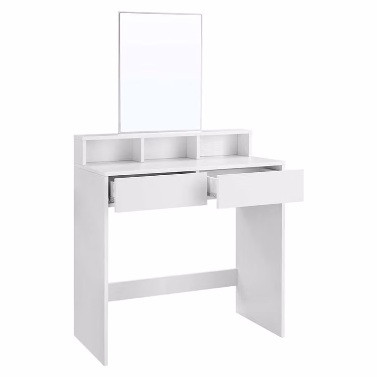 Tocador moderno VASAGLE blanco brillante con espejo y mesa de maquillaje An/P/Al: 80 x 40 x 140 cm