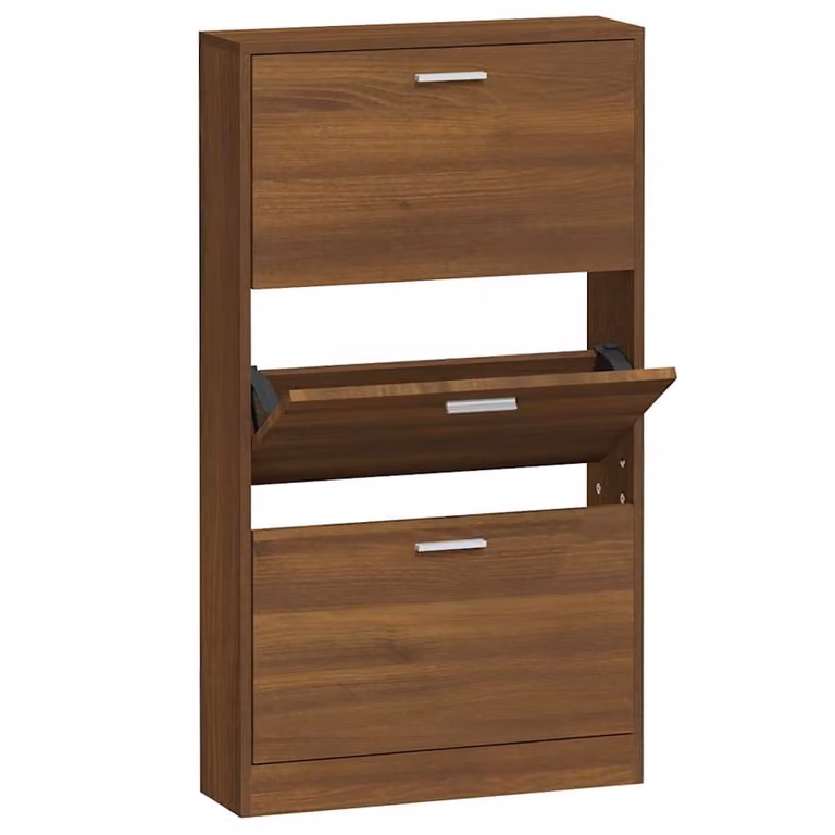 Zapatero de pared vidaXL en madera color roble marrón con compartimentos basculantes An/P/Al: 59 x 17 x 108 cm