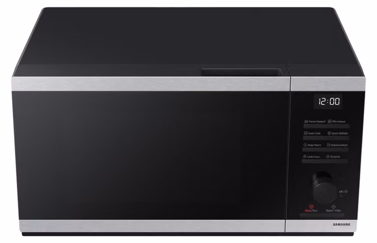 Microondas Samsung MS23DG4504AT de 23 litros, color plata, con programas automáticos y pantalla LED